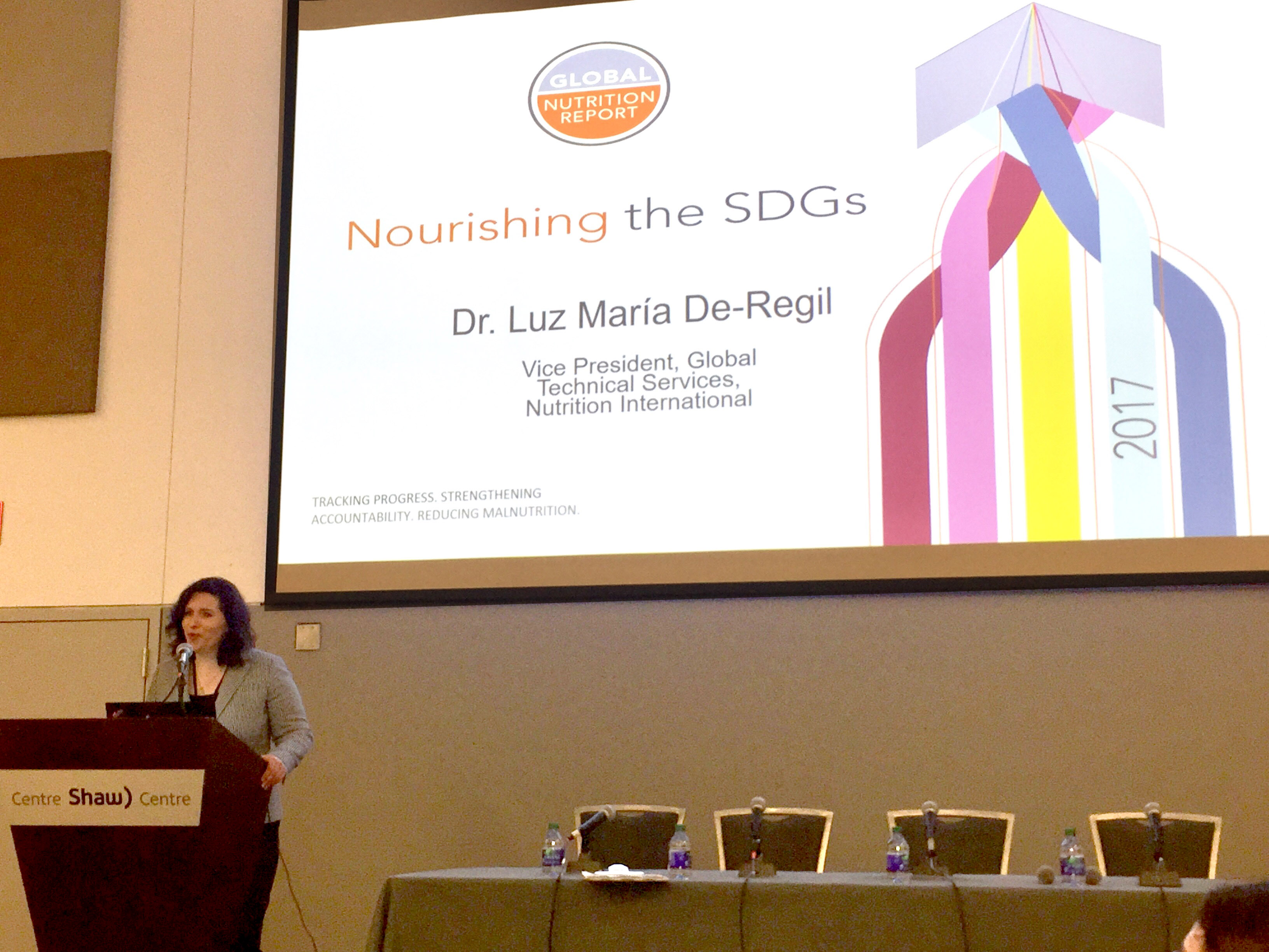 Nutrition International Vice President, Global Technical Services, presented the findings of the Global Nutrition Report at the "Nutrition: Cornerstone of Gender Equality" conference in Ottawa.