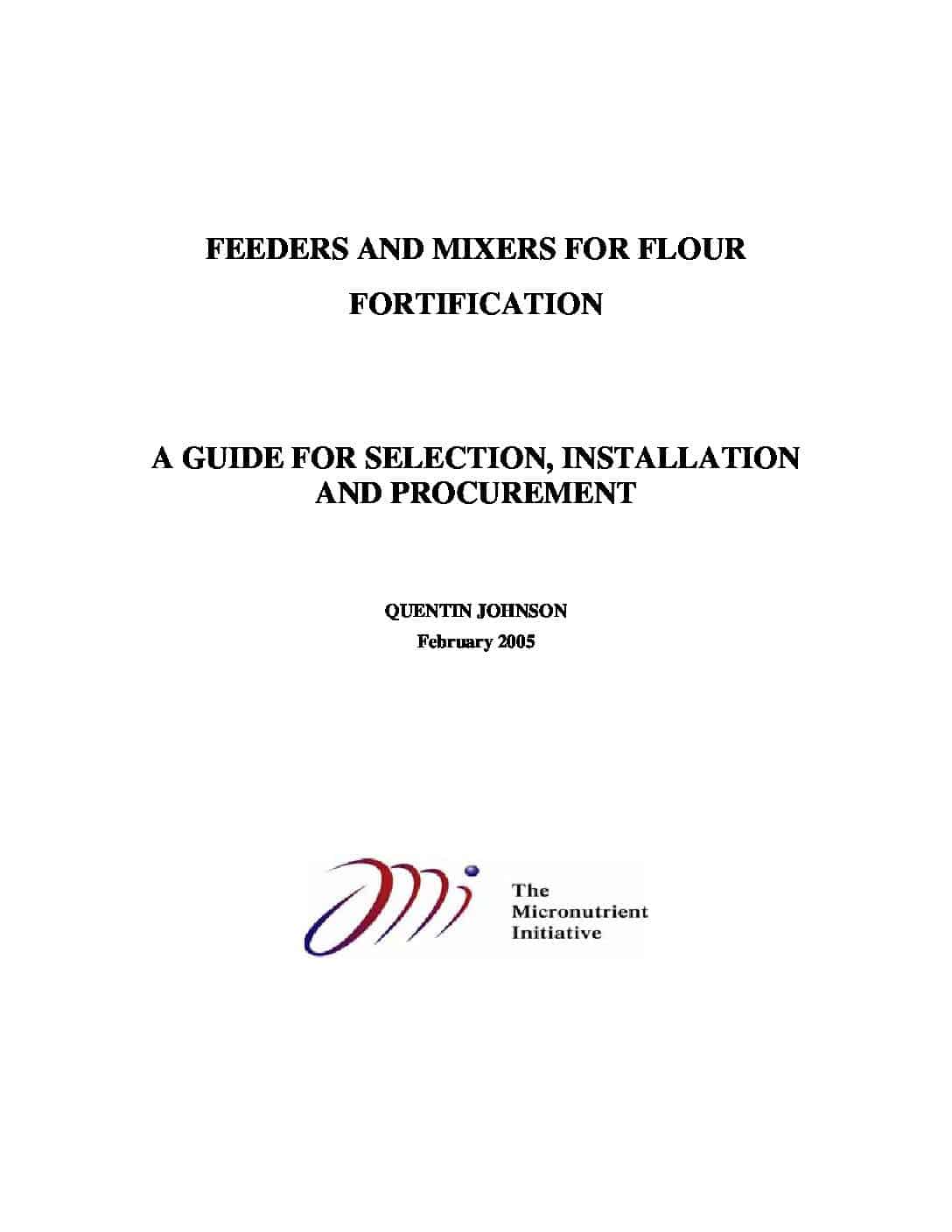 Feeders and Mixers for Flour fortification: A Guide for Selection, Installment and Procurement thumbnail