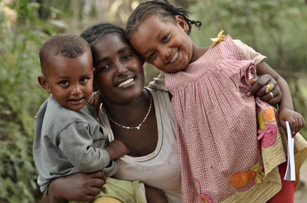 Ethiopian Mom with her two children