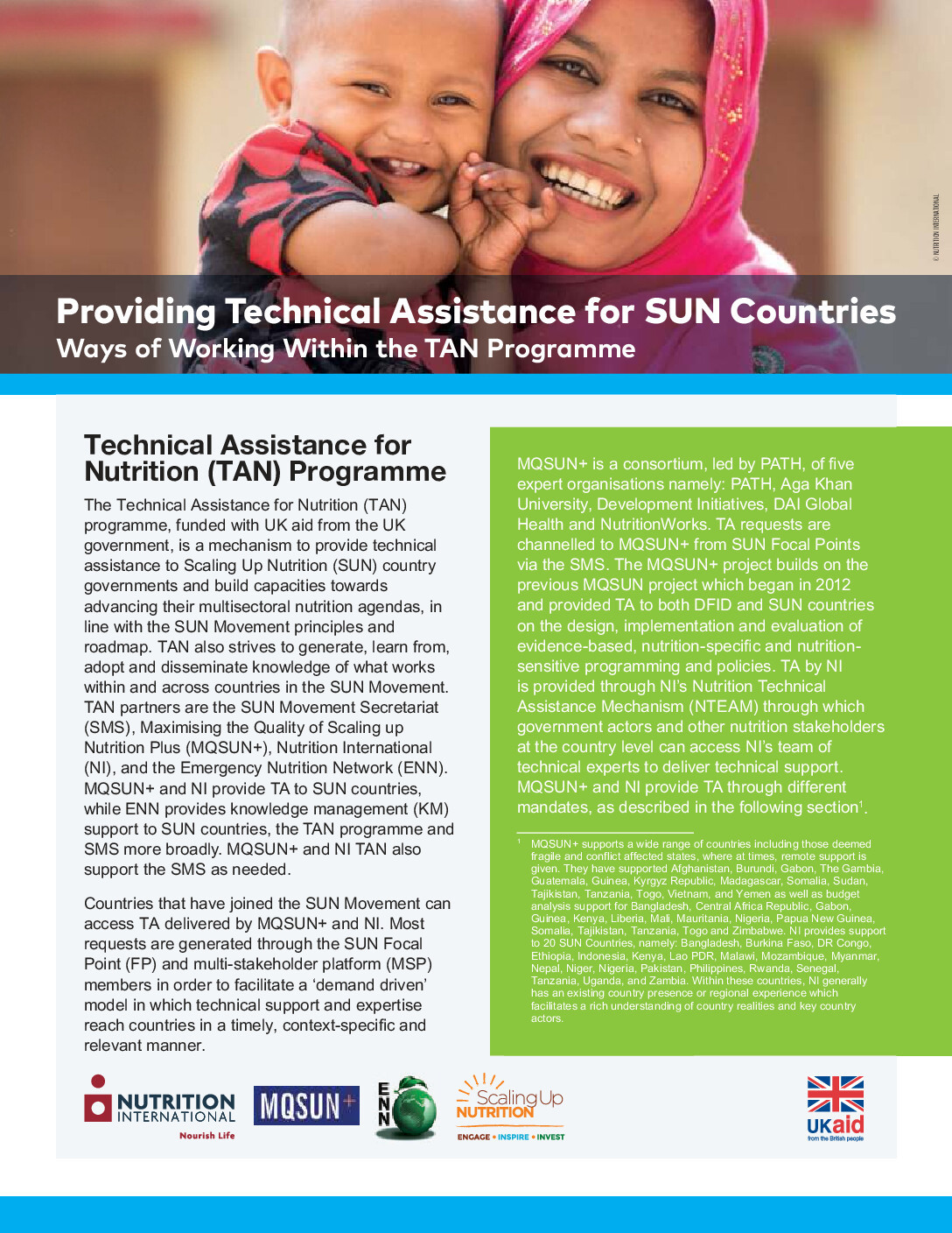 TAN Technical Brief – Providing Technical Assistance for SUN countries thumbnail