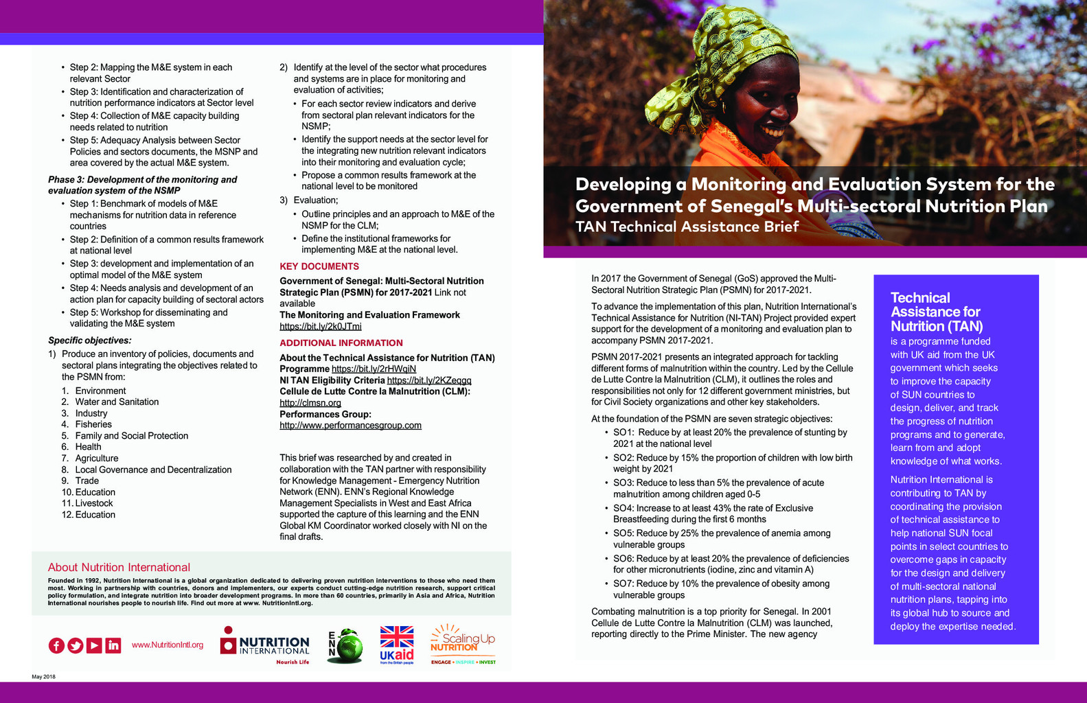 Developing a Monitoring and Evaluation System for the Government of Senegal’s Multi-sectoral Nutrition Plan – TAN Technical Assistance Brief thumbnail