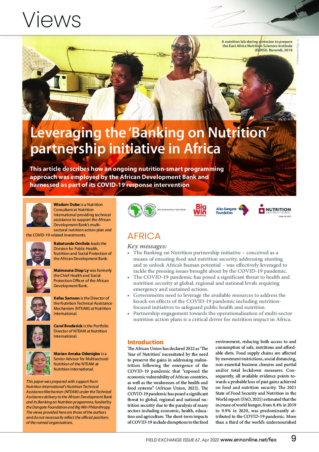 Leveraging the ‘Banking on Nutrition’ partnership initiative in Africa thumbnail